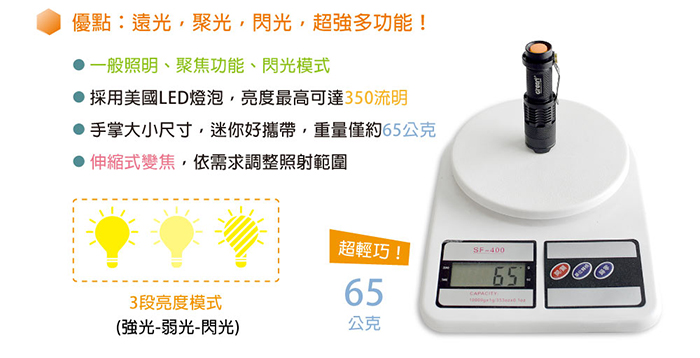 變焦手電筒