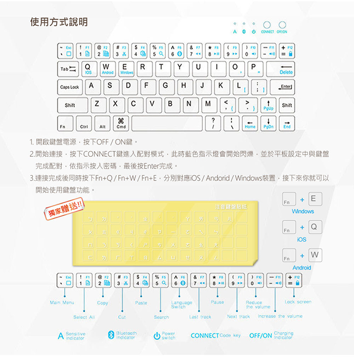 【10.5吋】超薄平板鍵盤保護套 通用型 iOS/Android/Windows 平板適用