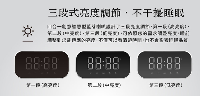 四合一創意智慧型藍牙喇叭設計了三段亮度調節