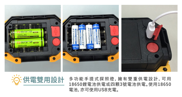 工作燈電池供電