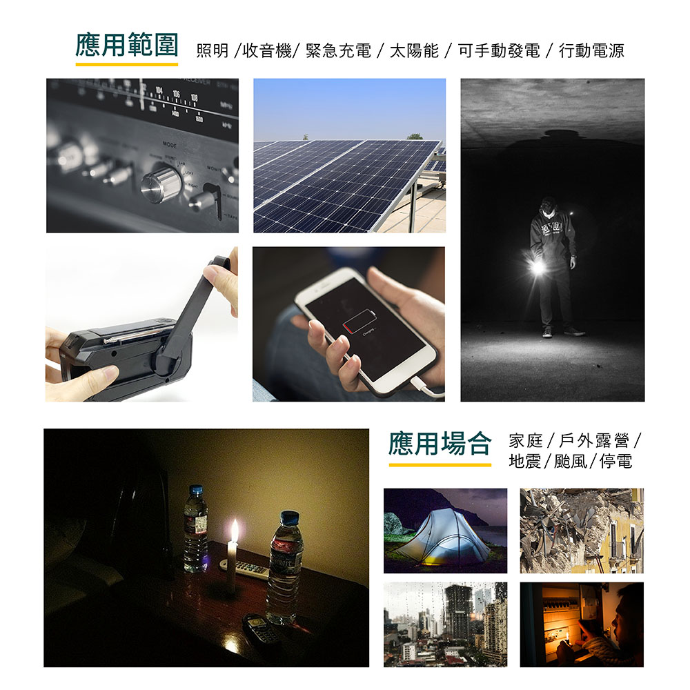 LED防災手電筒 RD366 手動發電 收音機 緊急照明